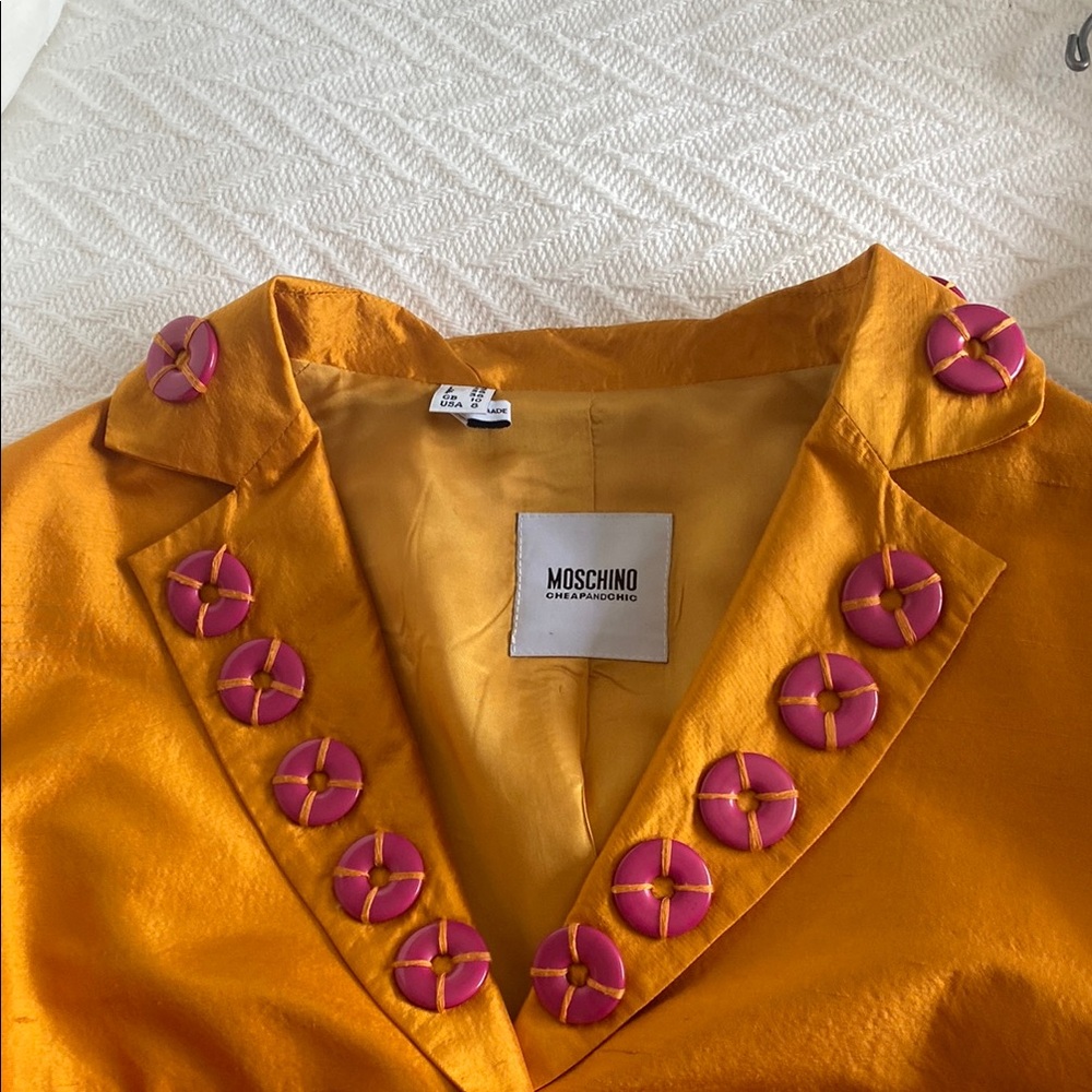 Orange and Pink Moschino Blazer with Tailored Fit and Button Detailing - Picture 7 of 9